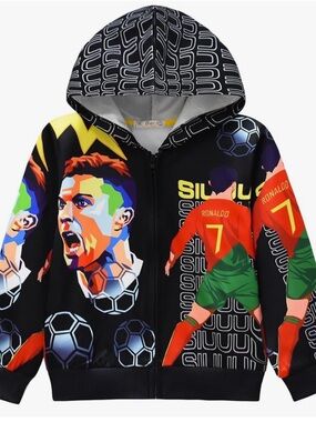 Kids Cristiano Ronaldo Graphic Zip Hoodie | Size 140 (Approx. 9–10Y)